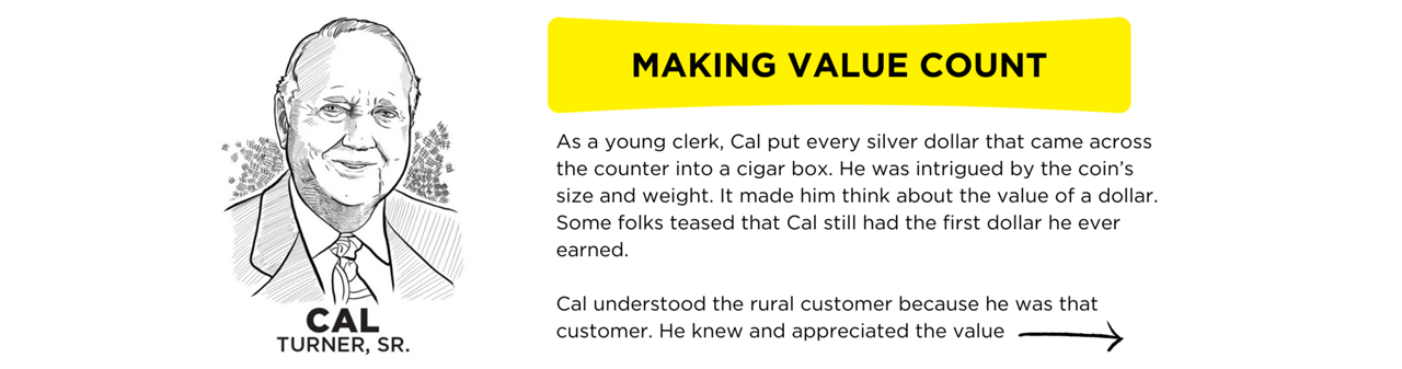 As a young clerk, Cal put every silver dollar that came across the counter into a cigar box. He was intrigued by the coin’s size and weight. It made him think about the value of a dollar. Some folks teased that Cal still had the first dollar he ever earned.  Cal understood the rural customer because he was that customer. He knew and appreciated the value of a dollar just like his customers, and that customers wanted products that were not only a value, but quality, too. This led to a tactic that is still carried out today - a carefully curated selection of merchandise.  “We have to be better merchants to operate in this niche. We have to ‘cream the lines’ we carry to have the greatest possible offering in a small store. We have to make every item count.”